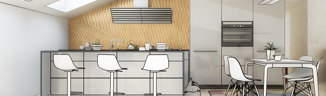 Moderne, helle Küche nach Umbau mit Dachfenstern und offener Raumgestaltung beim Küchenumbau in Aachen